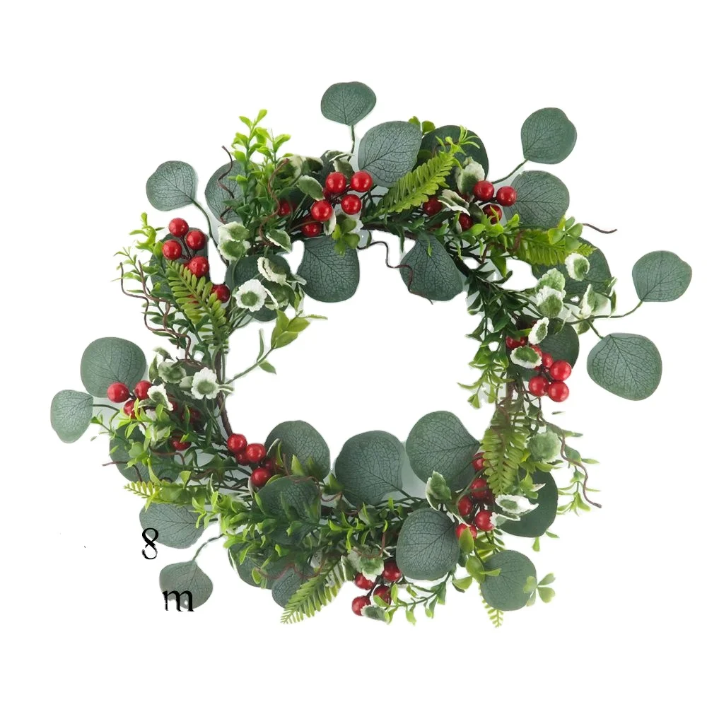 Hot sales item 86818 Simulation Eucalyptus Wreath Eucalyptus with Berries Wreath for Spring and Easter Decor