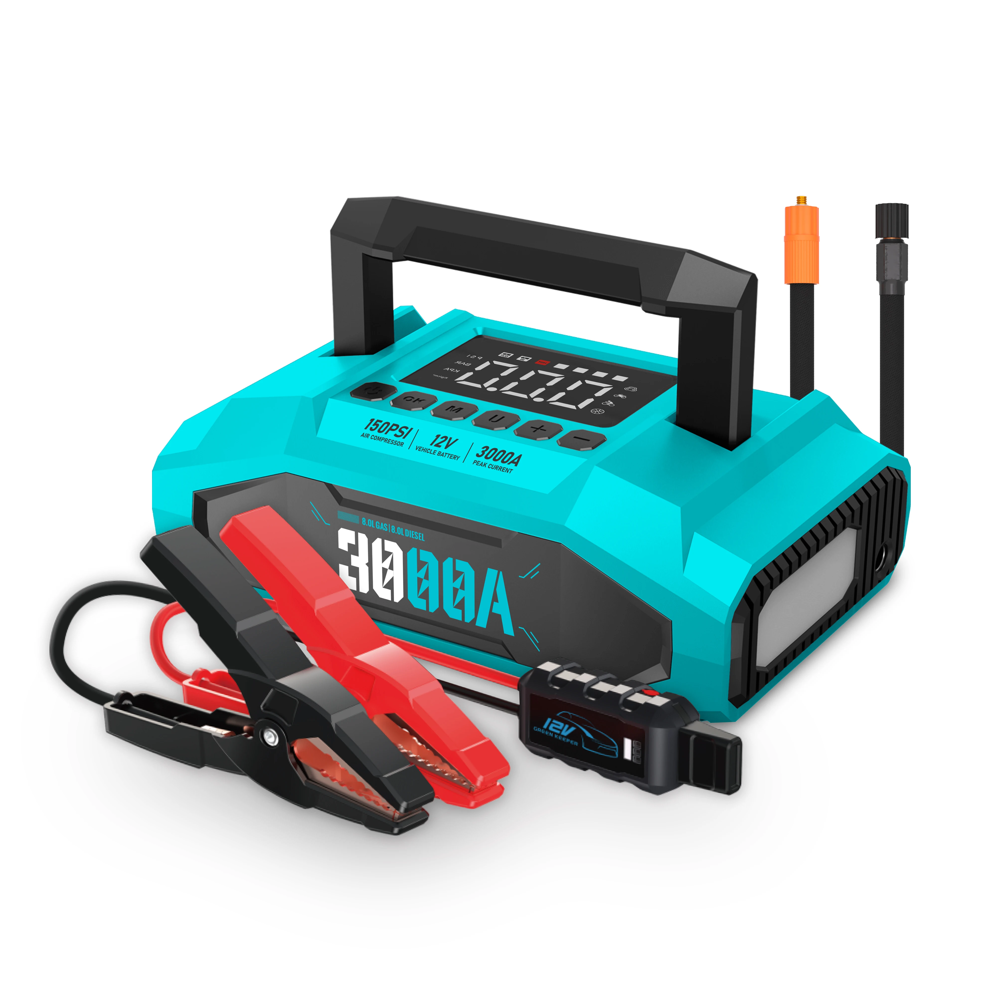 4 в 1, портативный пусковой аккумулятор с воздушным компрессором