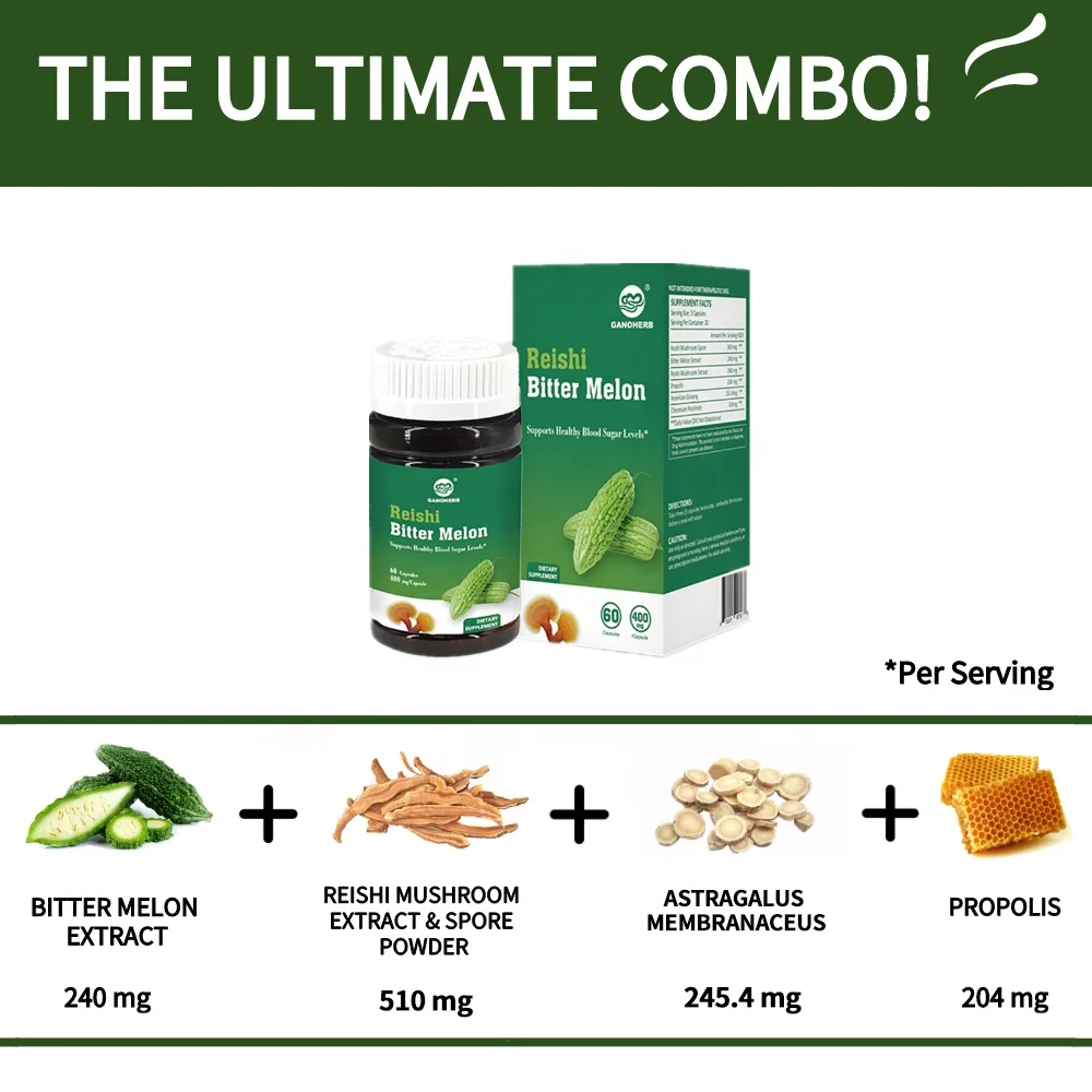 Immunity Boosters Reishi Mushroom Bitter Melon Capsule 3 Capsule/times, 2 Times/day Providing Energy 2 Years Box
