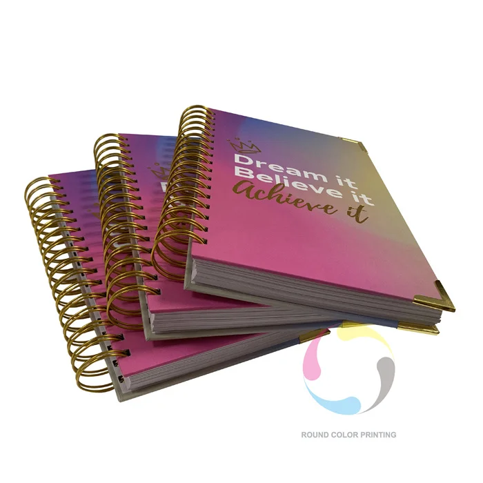 2023 Wholesale Custom Gold Luxury Spiral Bound Blank Linen Fabric Wedding Planner Book Stand Set