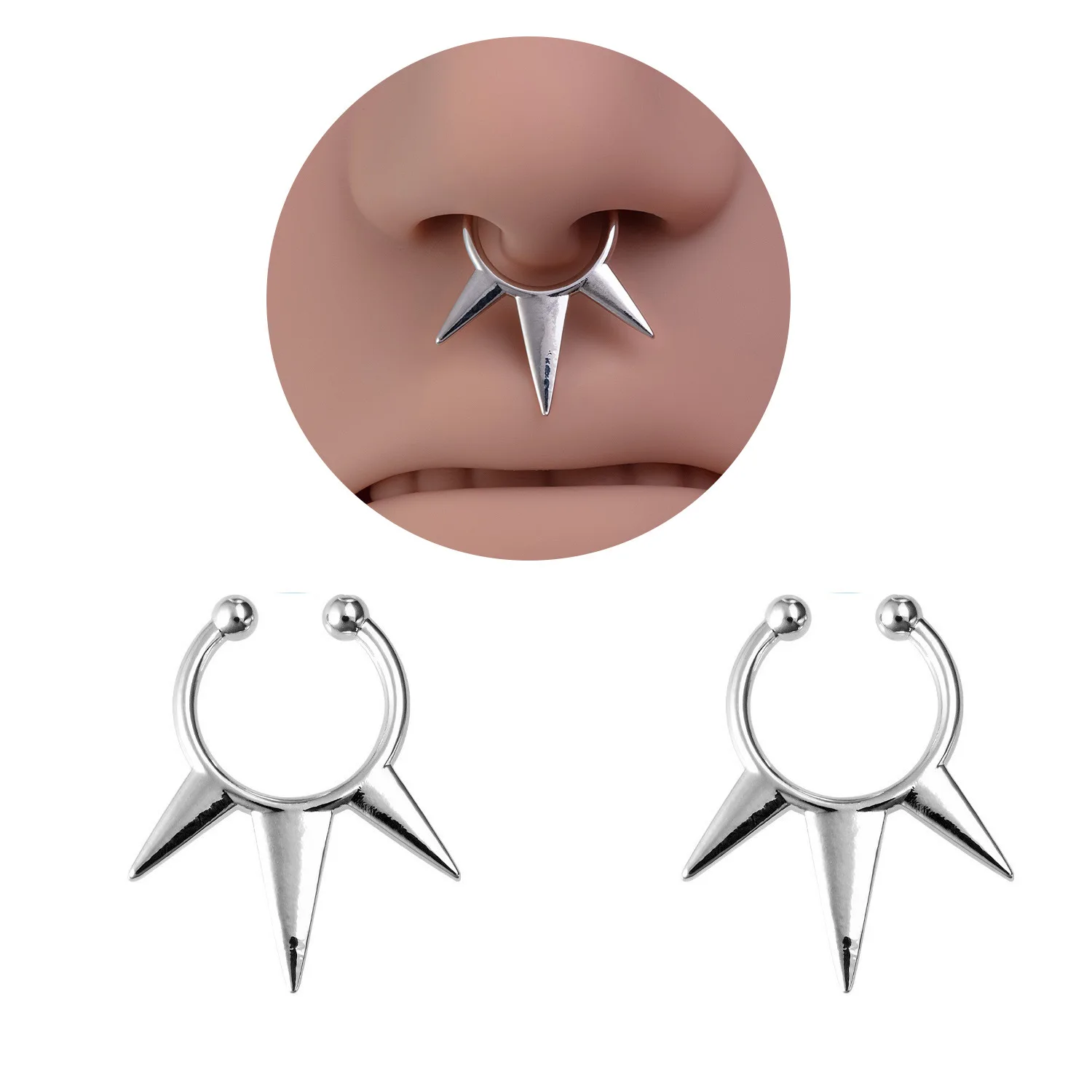 Stainless steel special nose ring triangle personality cool clip body fake nose piercing jewelry wholesale