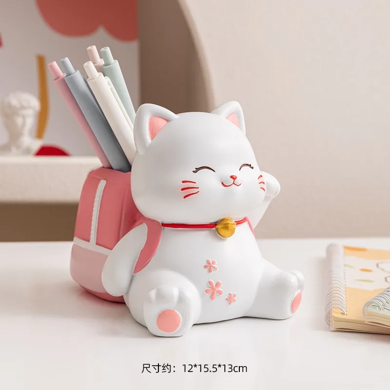 Custom Cartoon Style Makeup Brush Storage Tulip Panda Lucky Cat Cloud Shape Resin Crafts Storage Pen Holder