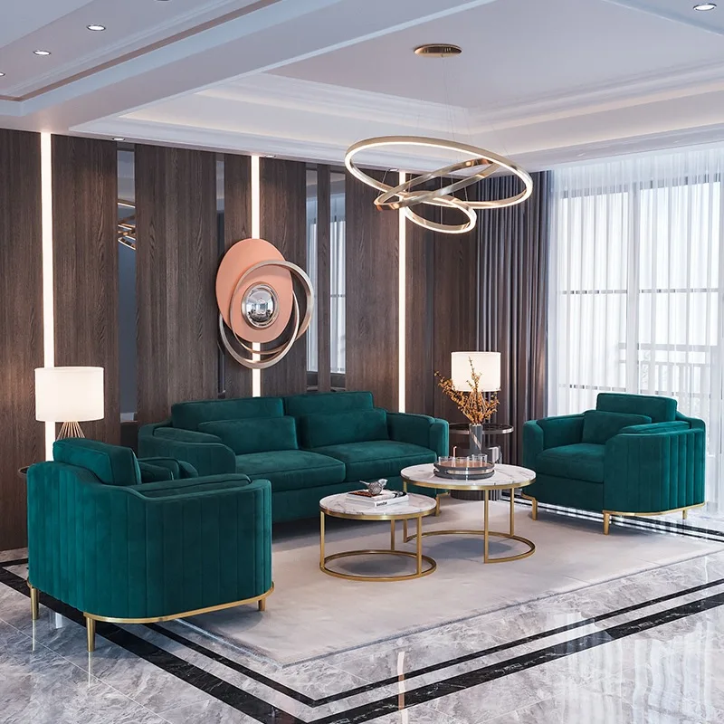 Wholesale Nordic Sectional Sofa luxury office sofa set Furniture Household modern simple bedroom Couch Velvet Living Room Sofa