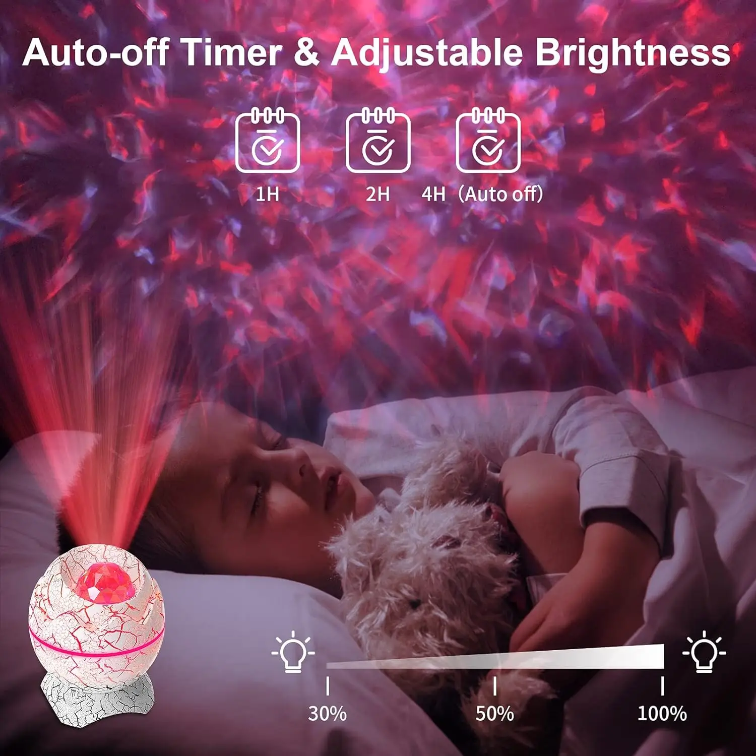 Galaxy Projector Star Projector with Music Speaker & White Noise Remote Control Dinosaur Egg Starlight Projector Night Light