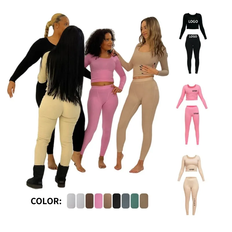 Custom LOGO Embroidery Conjuntos Deportivos Mujer Para Mujeres Workout Sets for Women Lounge Wear 2 Piece Sets Women Fall 2023