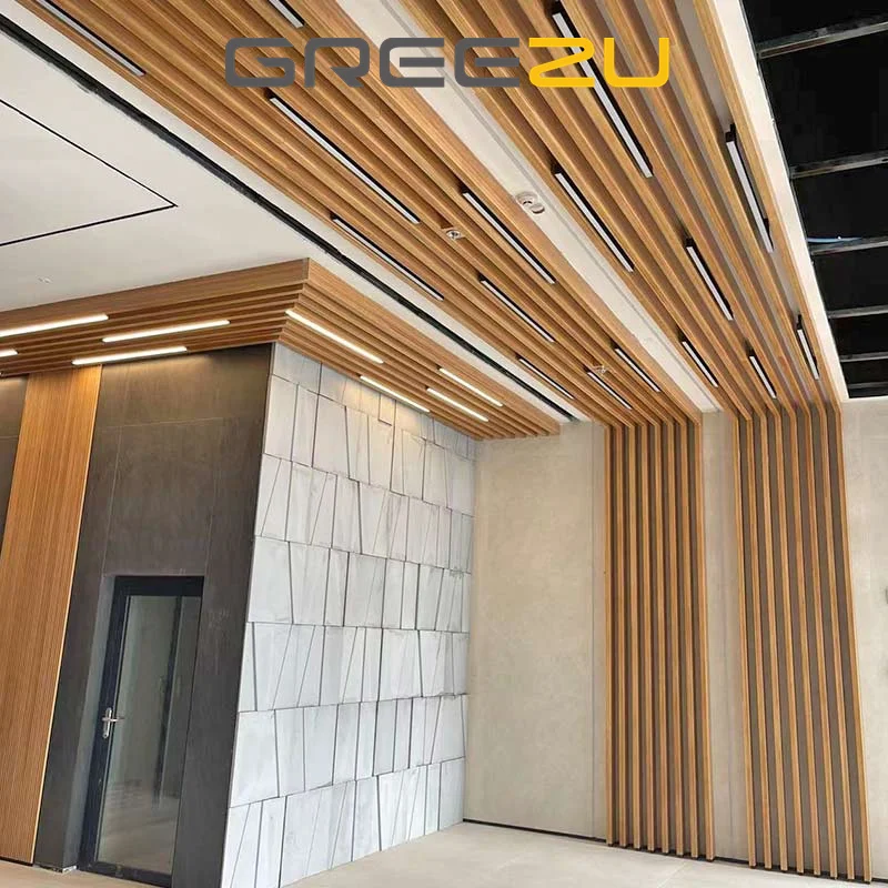 Modern Fireproof Linear Bamboo Partition Wall Facade Panel Prefab 3D Wood Panels for Interior Decor Waterproof Design