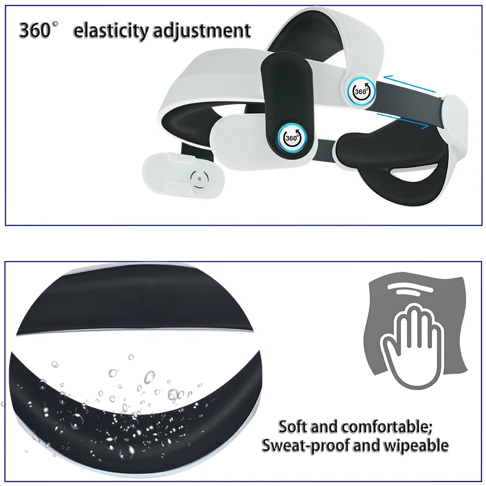 For Quest 3 Upgraded Soft Leather Decompression Pad Adjustable Connector Replaceable VR Accessory for Meta Quest 3 Head Strap