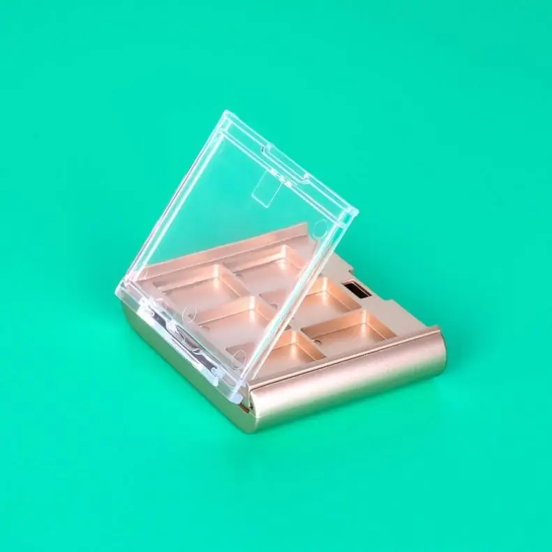 8 Colors Yellow Case Clear Lid Plastic Eyeshadow Palette With Space For Brush