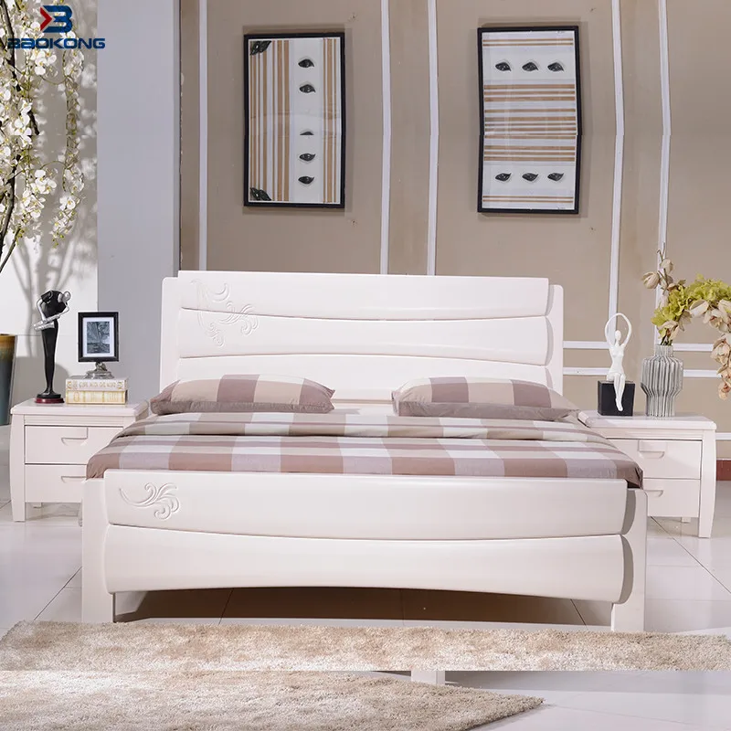 solid wood plank bed for bedroom furniture