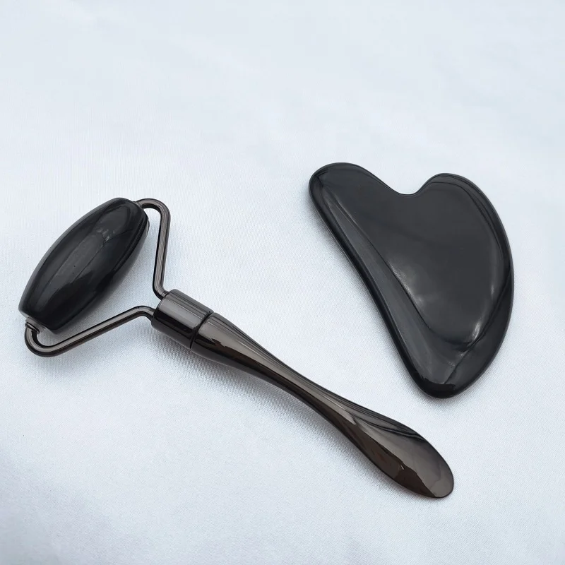 Wholesale Skin Massage Bian Stone Scrapping Black Obsidian Gua Sha Jade Roller