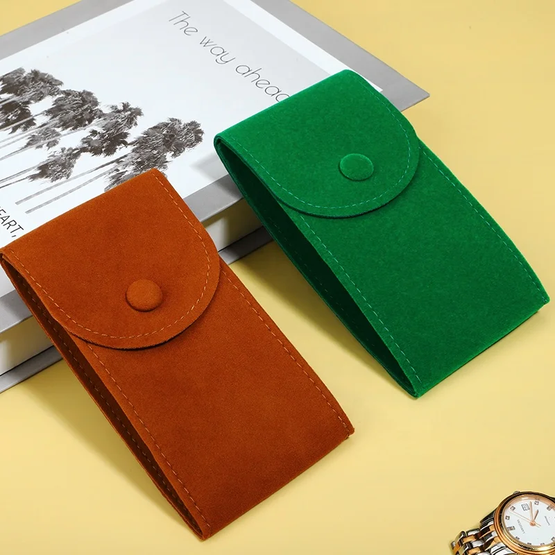 Custom colorful travel gift suede packaging bag portable velvet bag Luxury Envelope Velvet Watch Pouch w/Insert for storage