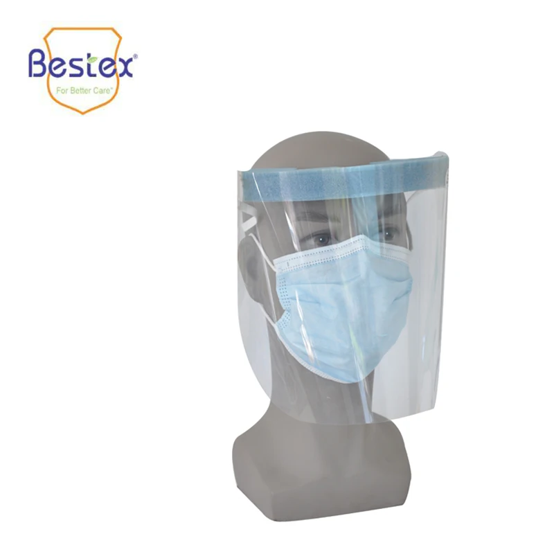 Hoe Selling EN 166 Face Protective Shield Plastic Dental Full Clear Disposable Face Shields Transparent