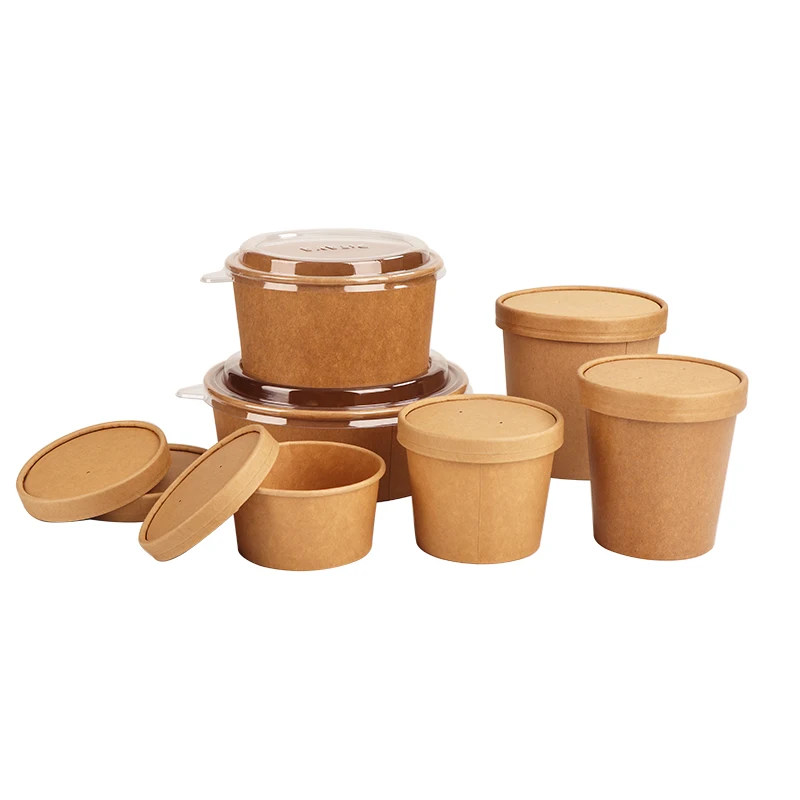 Soup Paper Cup  Custom Service Food Grade 16/32 Oz Soup kraft Paper Cup With Lid