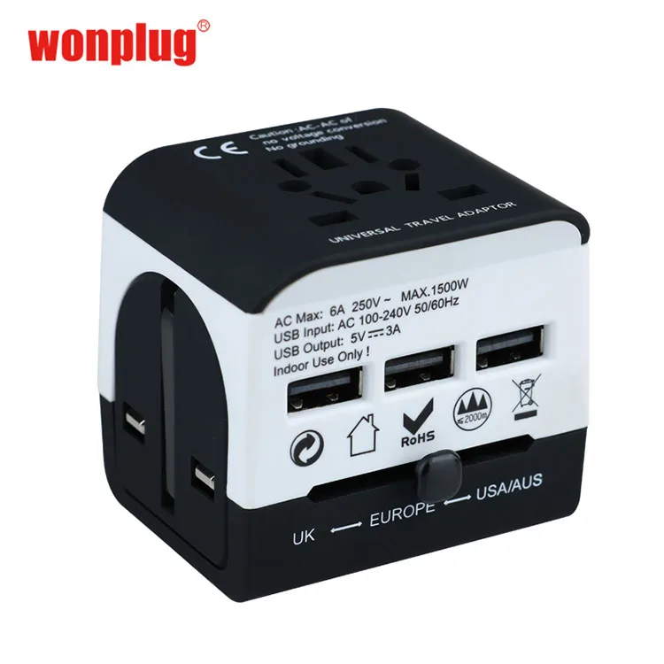 universal to UK/AU/EU/US Italy Spain power travel plug adapter 5V 3A 3usb international adapter plug mini pocket travel kit