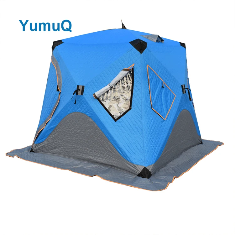 YumuQ 200cm Easy Pop Up Ice Fishing Tent Shelter, Thickened Insulation Windproof 6 Person Ice Fishing Tent