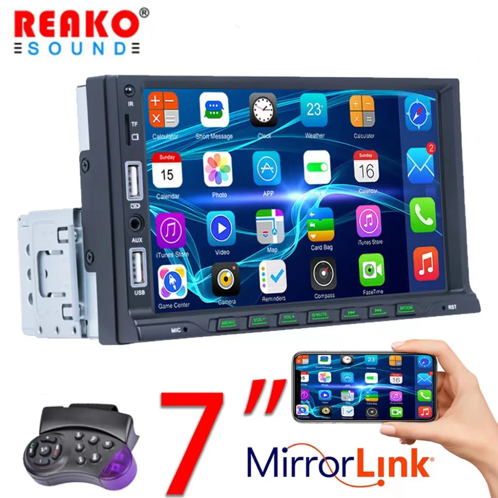 7 дюймовый автомобильный MP5 плеер с одним Din 7 цветная кнопка подсветка Mirror Link 2 USB автомобильная стереосистема