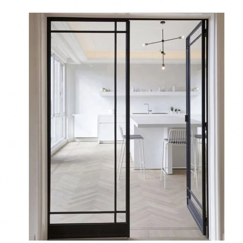 Luxury Modern American Wholesale Iron Metal Glass Interior Arches Shape Steel Door with Flute Glass