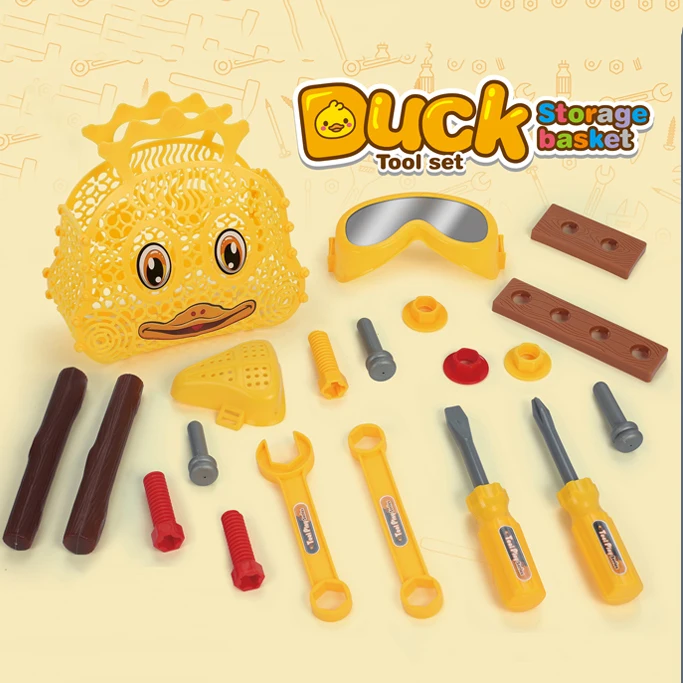 Samtoy Pretend Play Tool Boy Kids Tool Toy Set with Storage Basket