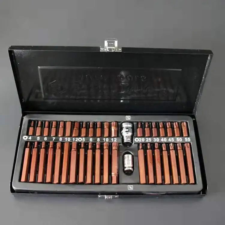 
Factory Wholesale 40Pcs Professional Cooper Plated S2 Impact SocKet Bit Set 