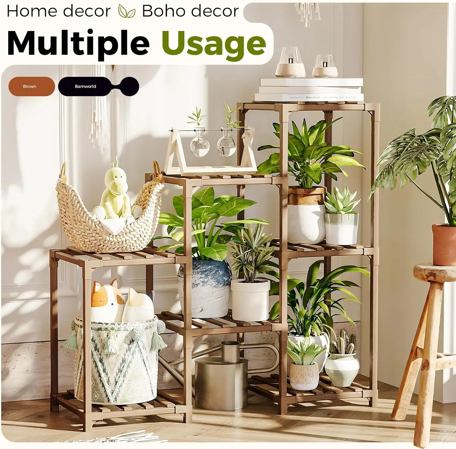 7 Tier Wooden Flower Stand Trellis Plant Pot Stand Wood Potting Pots Shelves Outdoor Gardening Corner Plant Stands