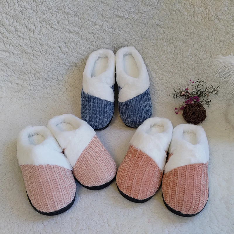 Wholesale 2022 new men and women autumn and winter knitted cotton and cashmere thermal indoor household slippers