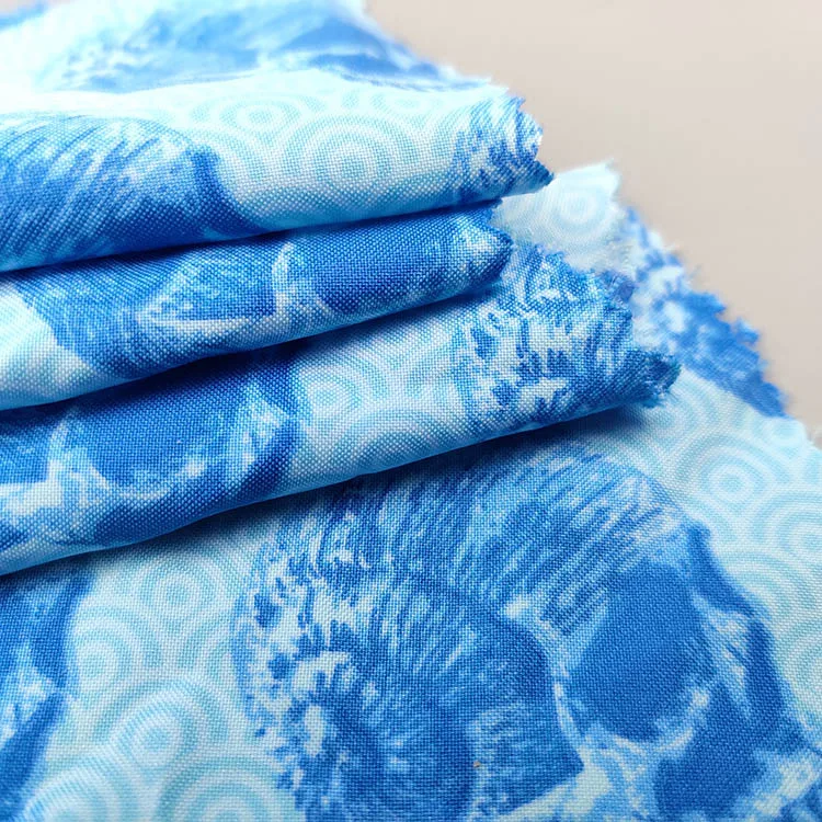 Danlu Textile 100% Polyester Chiffon Blue Digital Printing Women Dresses Fabric