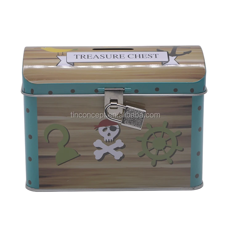Irregularly Shaped Durable Hinged Lid Money Tin Coin Bank For Gift