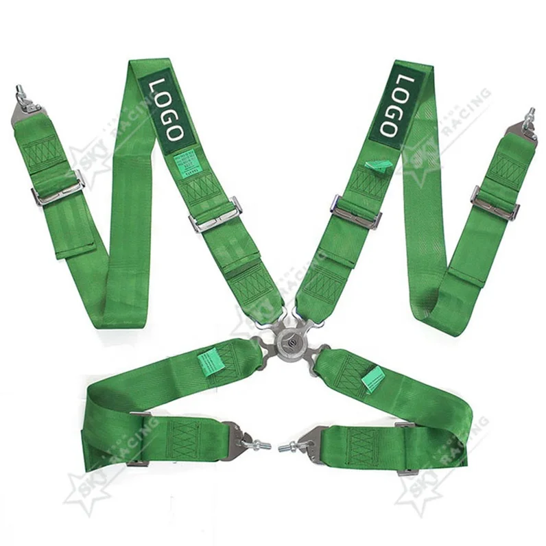 TAKA 4point Car Safety Belt 4 Point Customised Logo 4 Point Harness Seatbelts 3 Inch Seats Belt Black Green Racing Seat Harness
