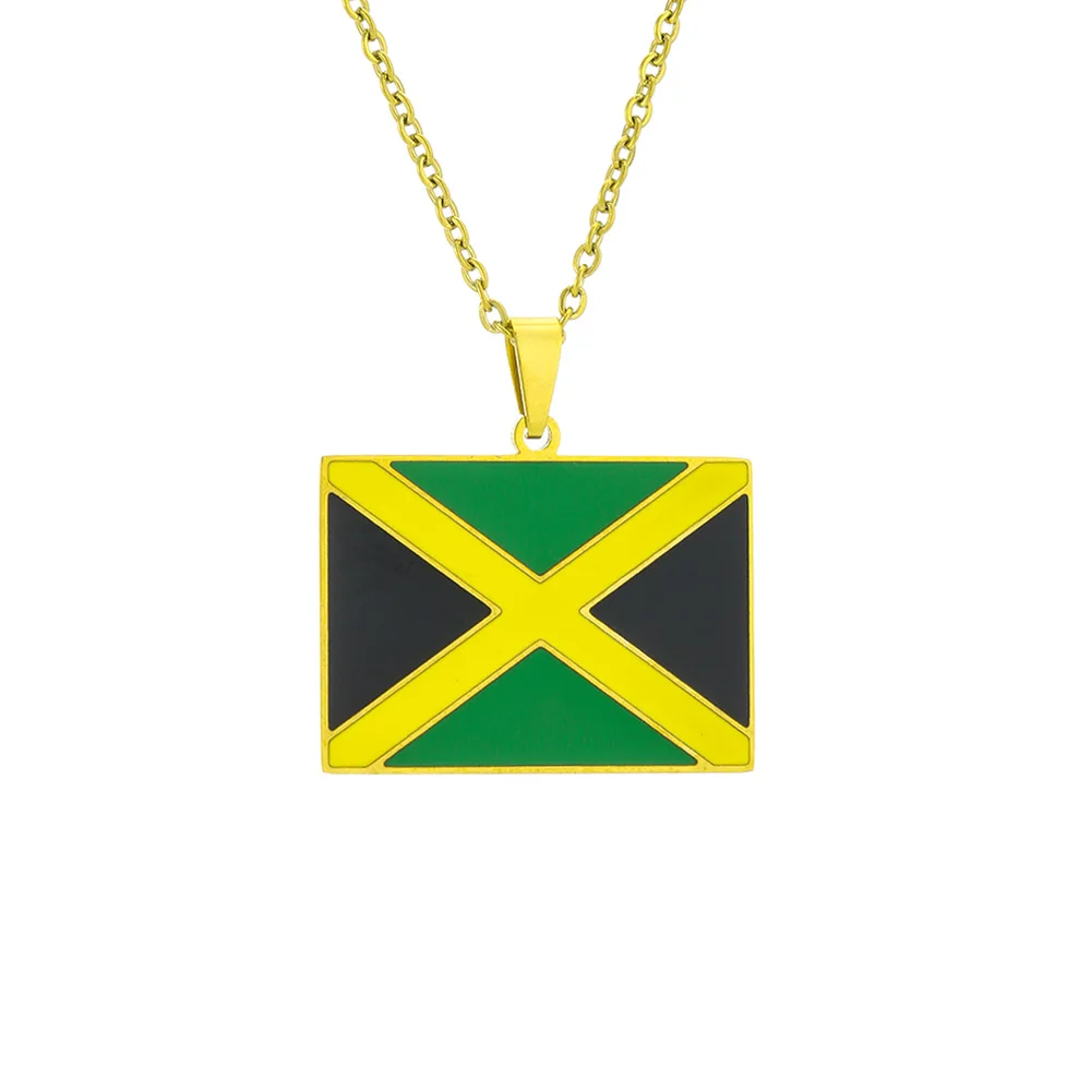 Vintage stainless steel Jamaican flag necklace for men and women couples ethnic style accessories new