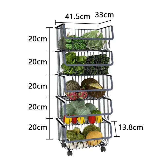 Kitchen storage  shelf 1/2/3/4/5 layers vegetable or fruit storage rack