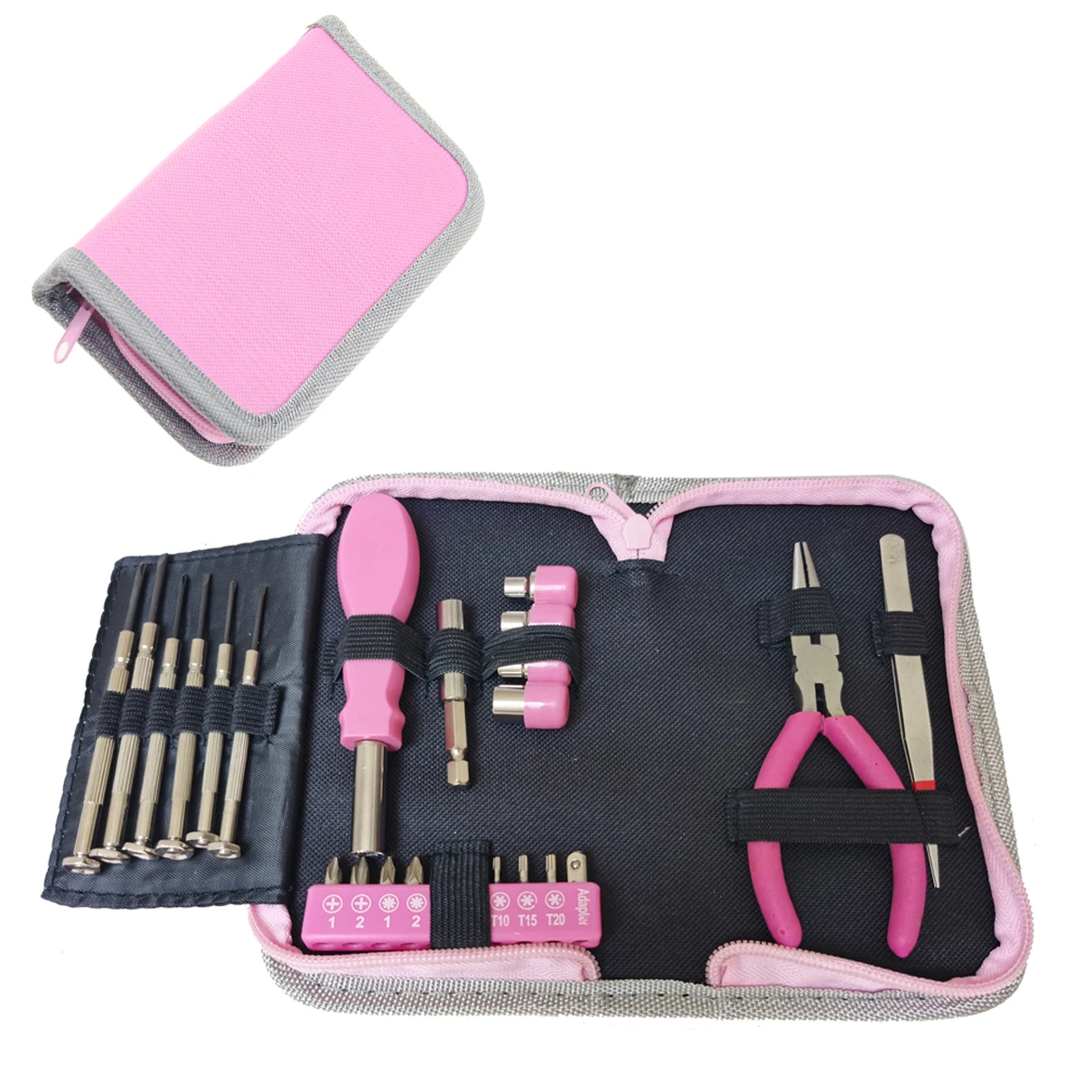 23pcs general purpose tool kit with zip bag and herramientas for lady to use