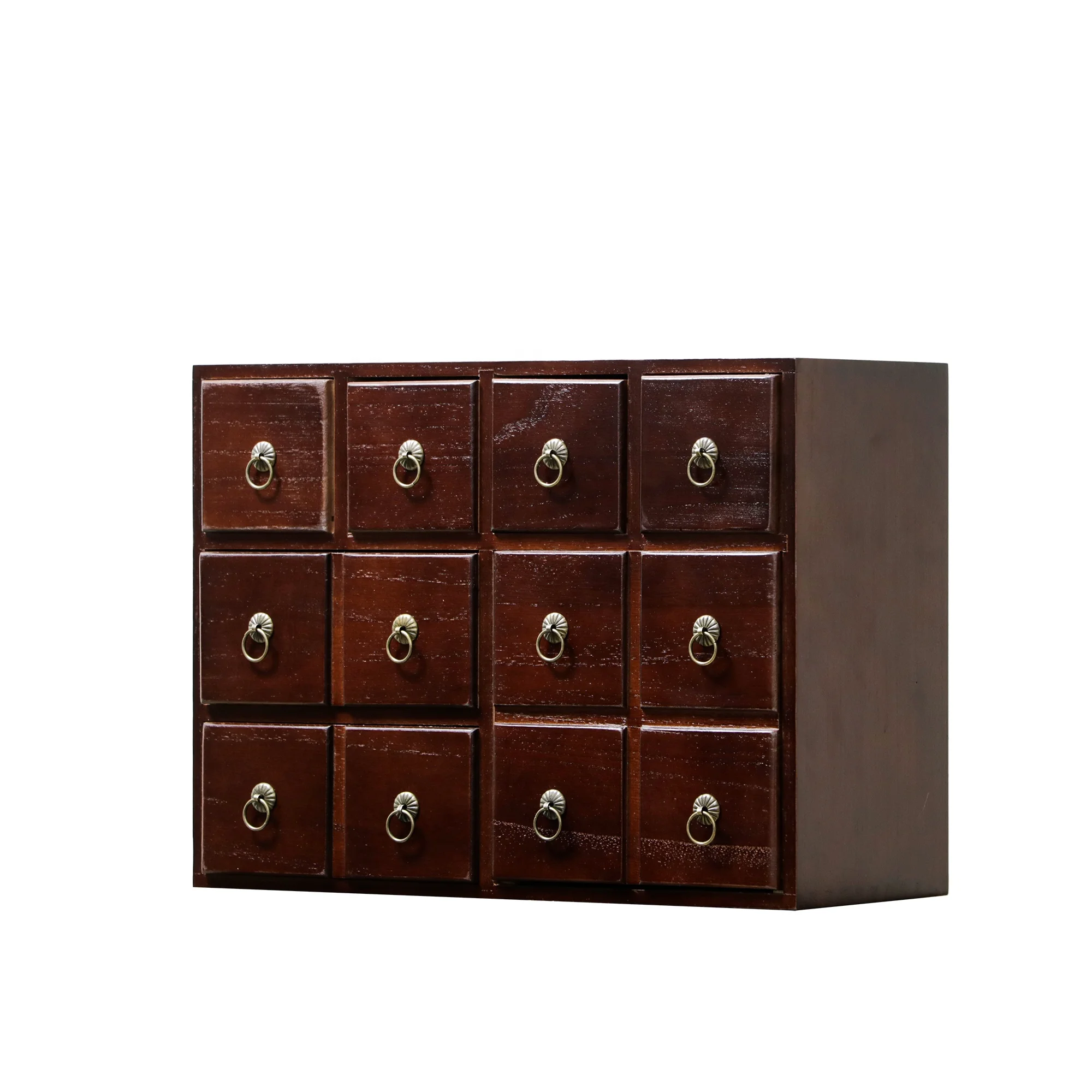 Antique Medicine Small Curio Cabinet Vintage Retro Look Essential oil storage box Mini Organizer Apothecary Drawer Dresser