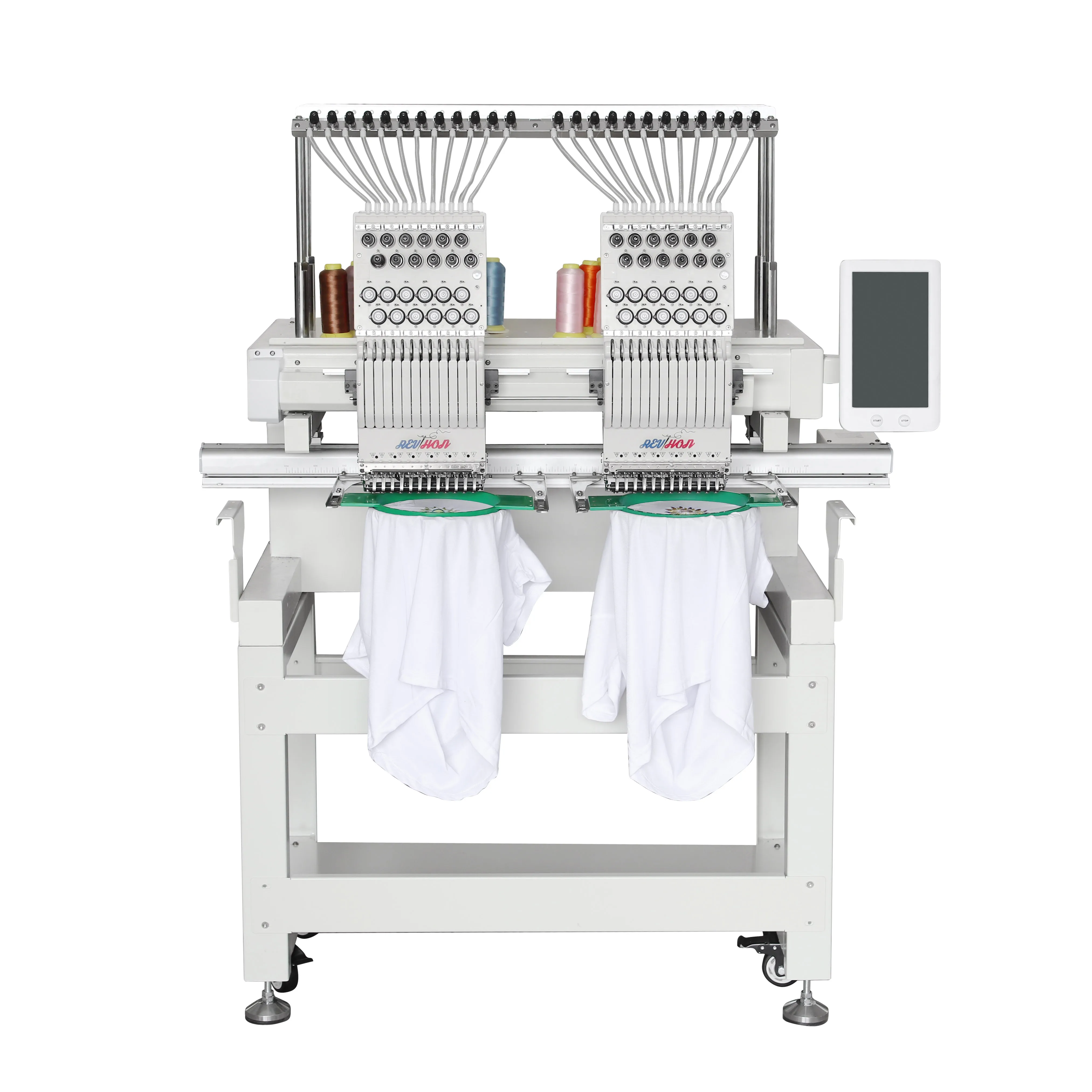 REVHON Chinese factory  high quality  9/12/15 needles t-shirt cap computer  2 heads computer Embroidery Machine