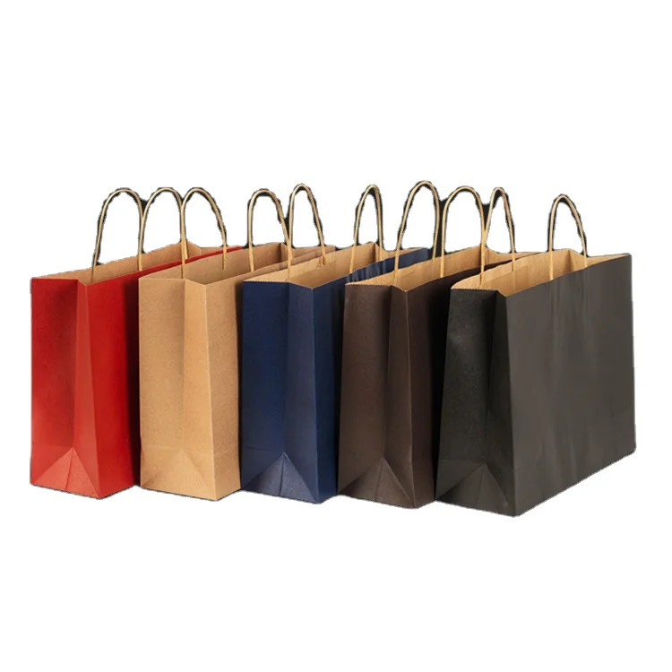 Custom Luxury Art Paper Recyclable Brown Herschel Kikuu Twist Handle Shopping Bag Packaging