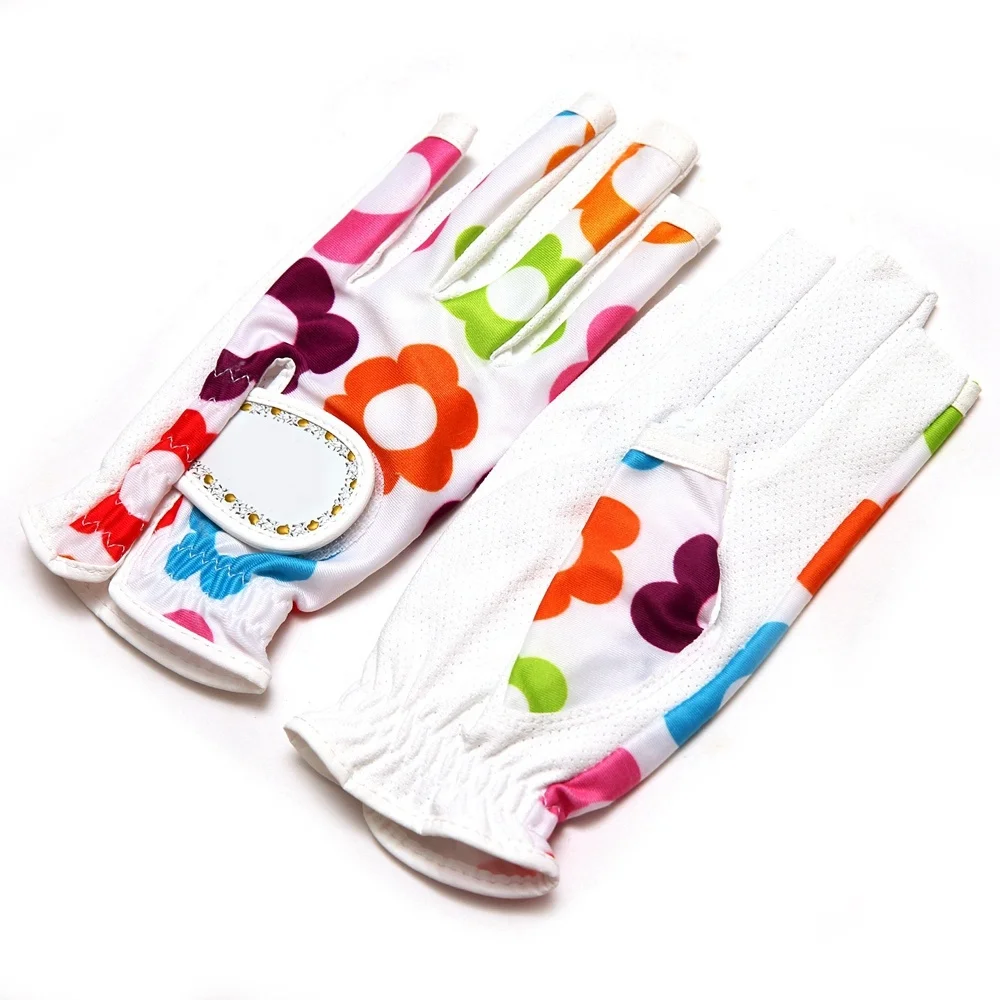 Custom Janpan Punching Polyester Print Nail Breathable Fabric Golf Gloves