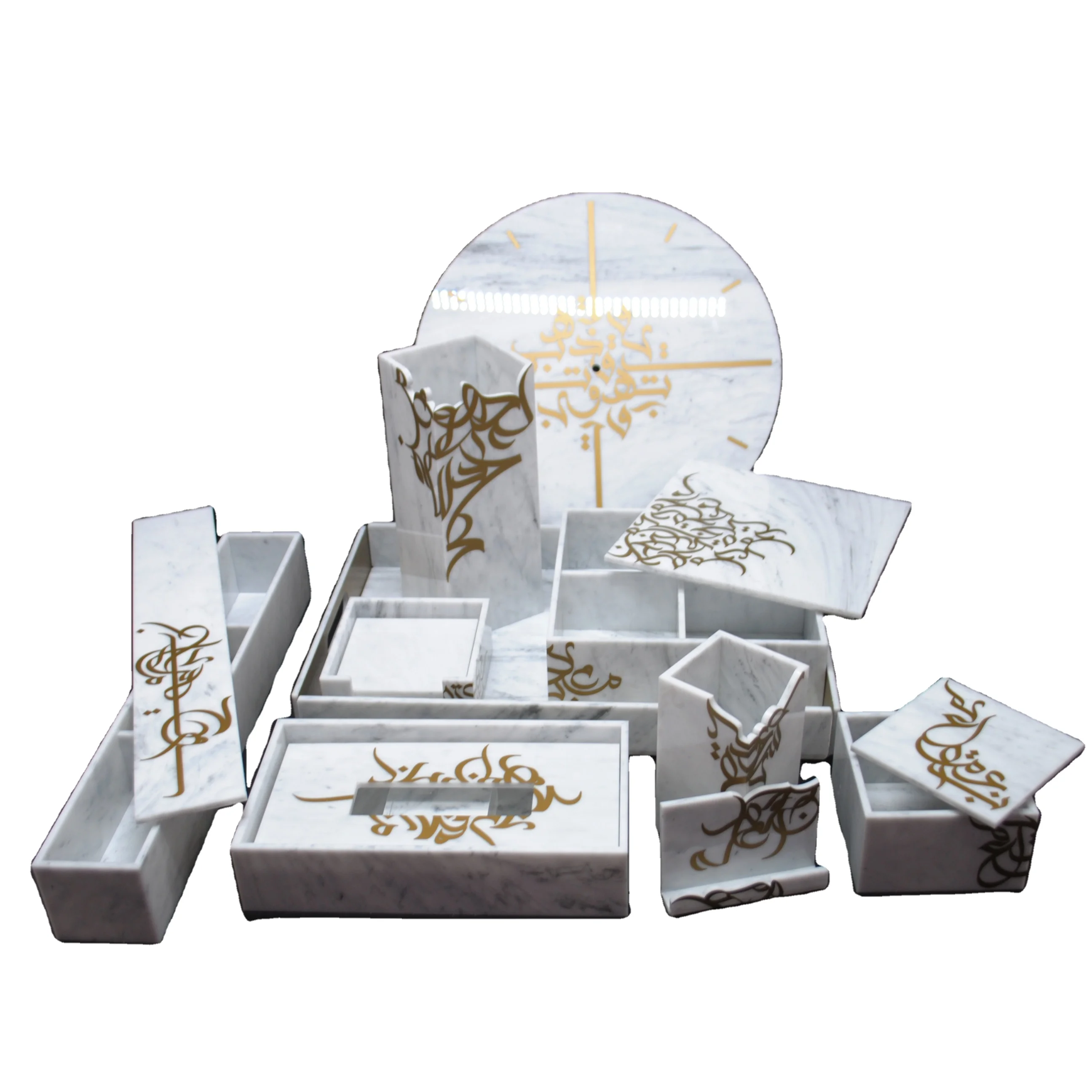 Factory customized acrylic marble pattern square tray hotel set