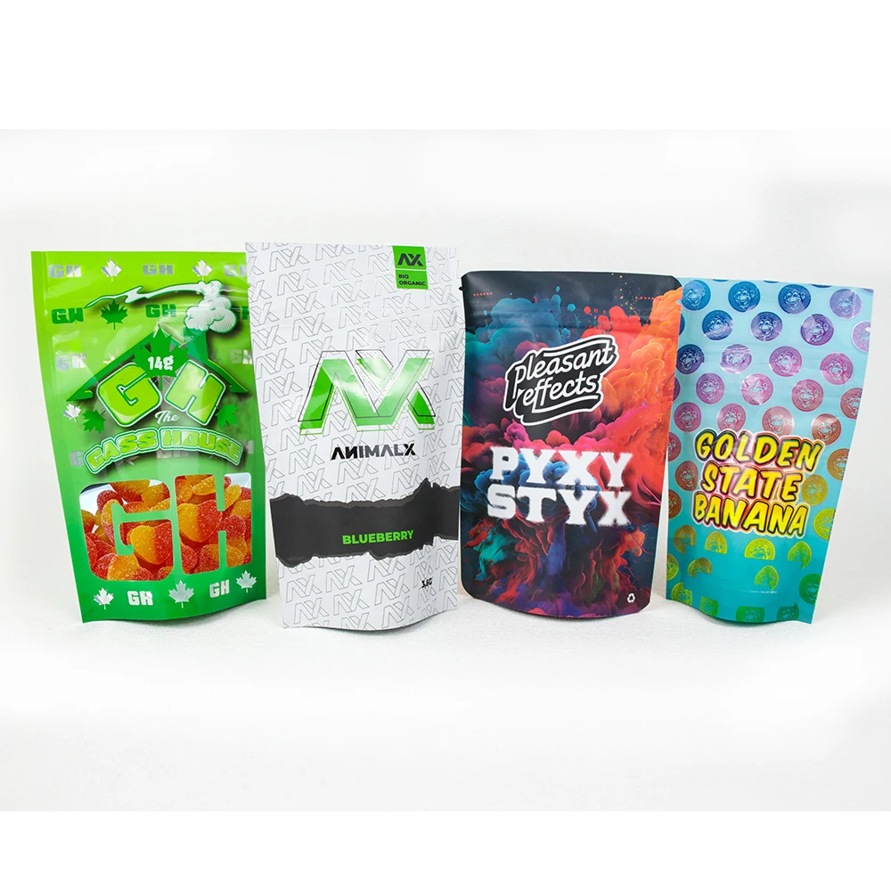 High Quality Custom Logo  Mylar Bag Smell Proof Aluminum Resealable Ziplock Stand Up  Food Packaging Poly Bag