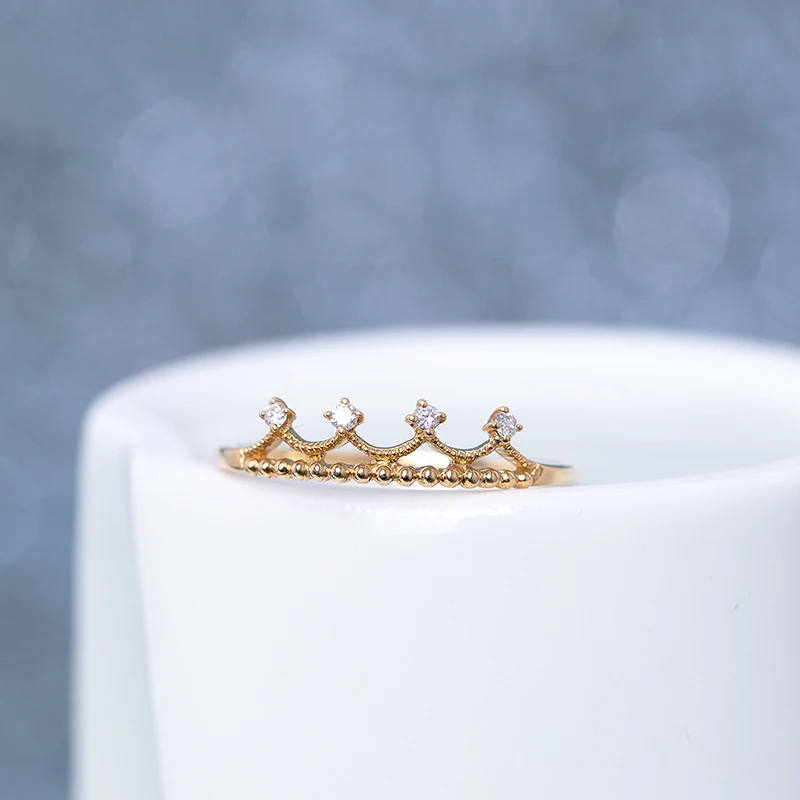 Fashion jewelry 18K Yellow Gold Ring Full cut Diamond Stackable Ring Band wedding rings