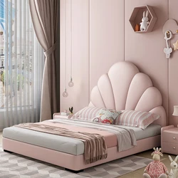 Airland Easy Assembly Complete Bed Upholstered Platform Bed Frame Mattress Foundation Luxury Children Girl Princess Bed