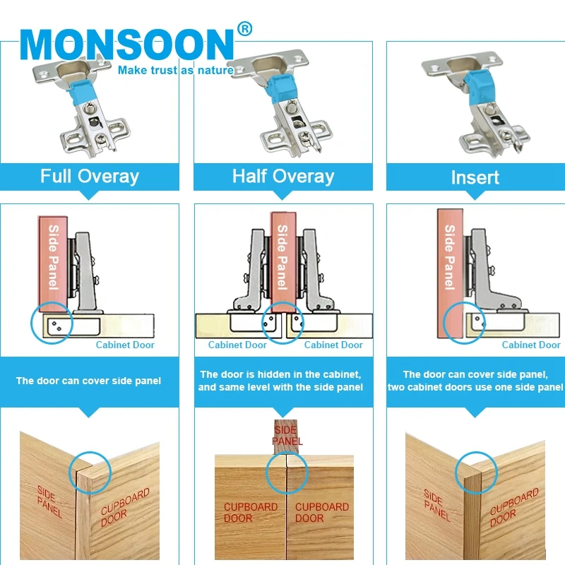 MS01A Hot Sale Hidden Kitchen Cabinet Door Folding Table 35MM Slide On iron Furniture Hinge for cabinet door