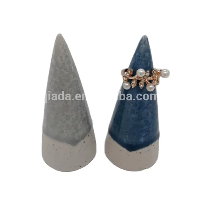 Custom New Design Jewelry Shop Display Cone Shape Ceramic Ring Holder