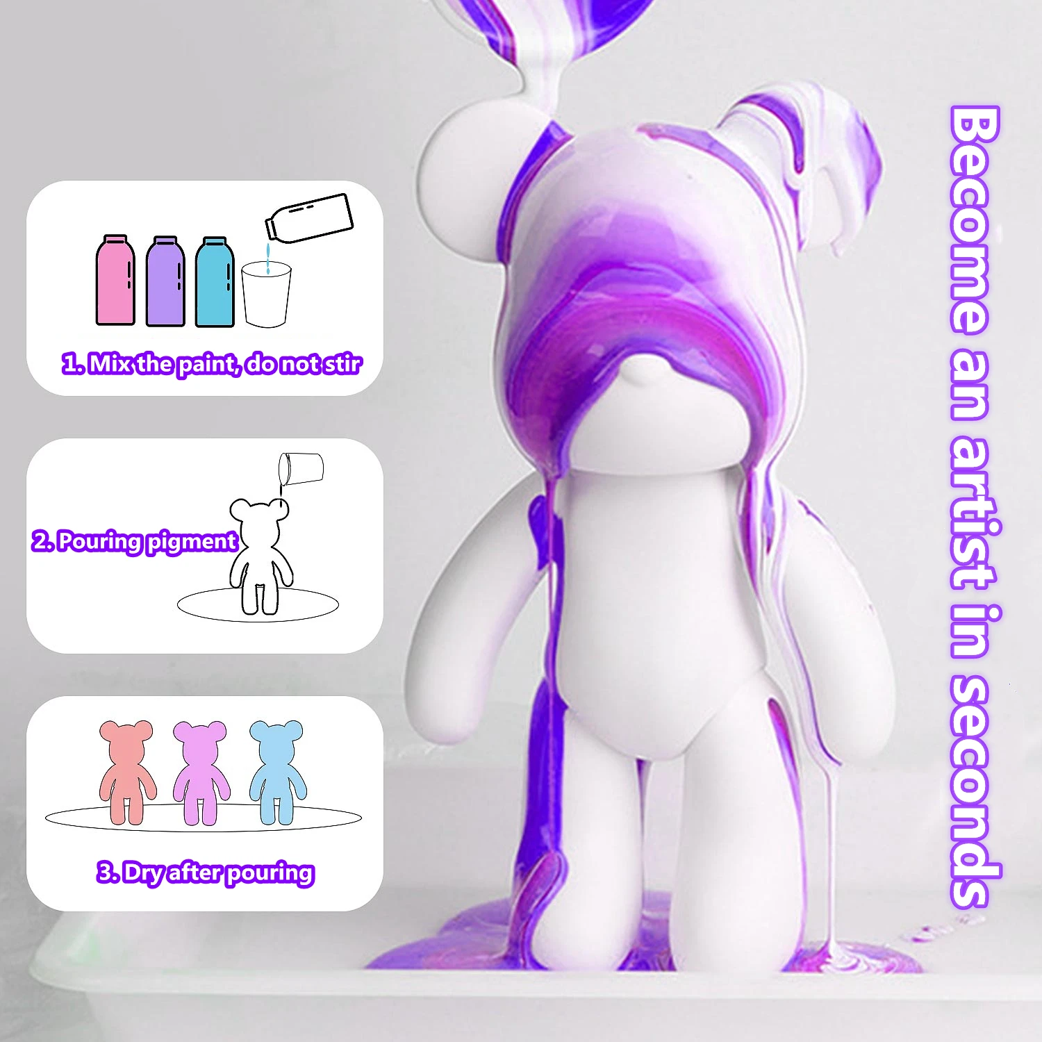 Wholesale Acrylic pouring paint set with acrylic paint bear and tools