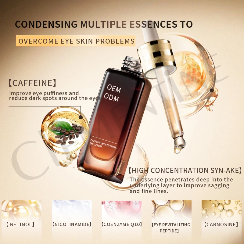 Private Label Anti-Aging Anti-Puffiness Fine Lines Remove Dark Circles Under Eyes Serum essence revive caffeine eye serum