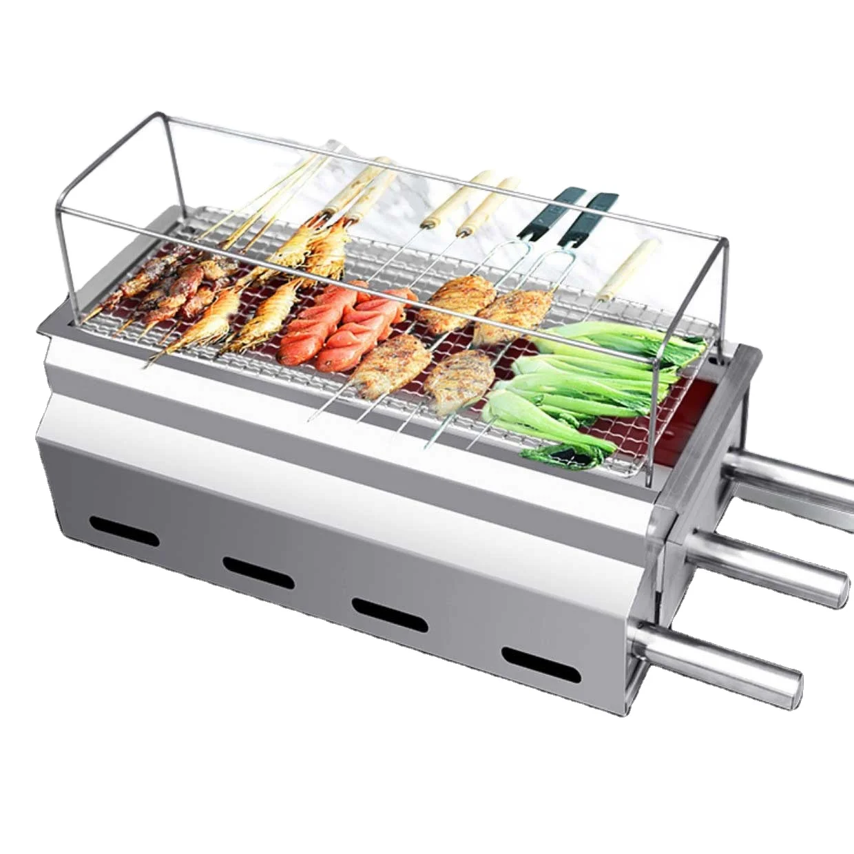 Zibo Barbecue Stove Commercial Restaurant Household Indoor Outdoor Use Charcoal Side Heating Smokeless Stainless Steel BBQ Rack