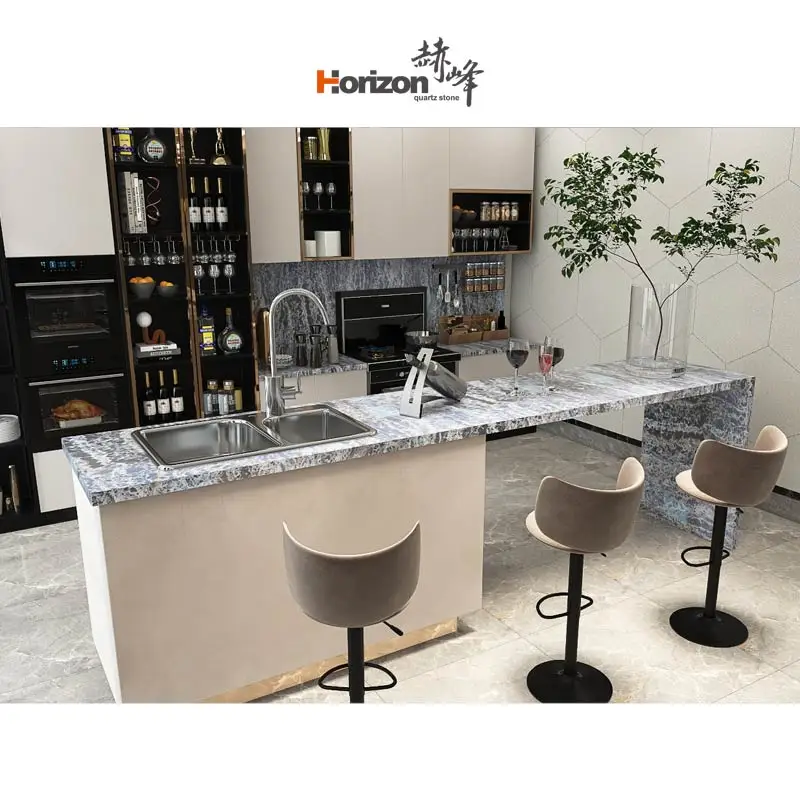 Horizon Calacatta кварцевый камень мраморные кварцевые столешницы с серыми венами для
