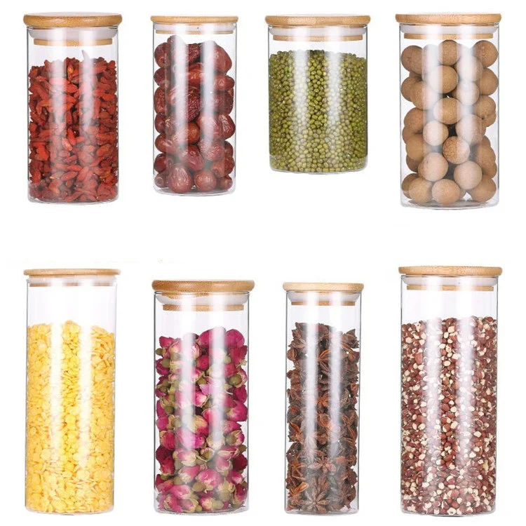 Original Authentic Round Elegant Storage Glass Jar With Bamboo Lid