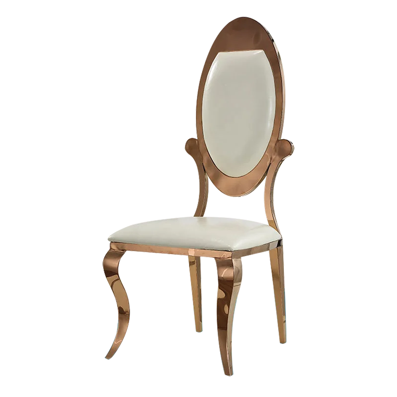 Modern Oval Back Rose Gold Stackable Metal Stainless Steel Dining Chairs Royal Hotel Hall Wedding Party Dinning Chairs