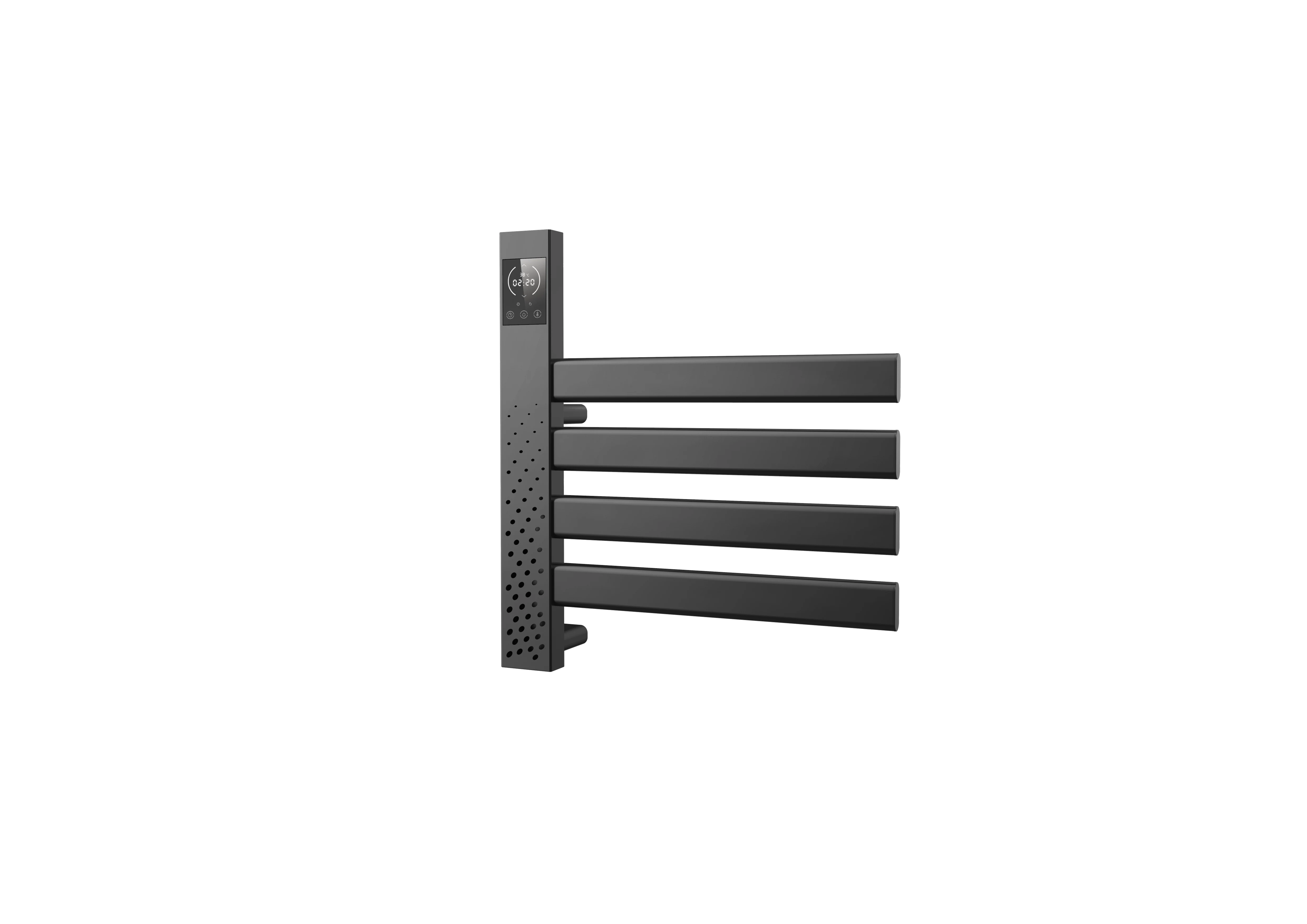 Black Towel Warmer Fashion Style Electric 4 Bar Wall Mounting Carbon Fiber Heated Towel Rail Black