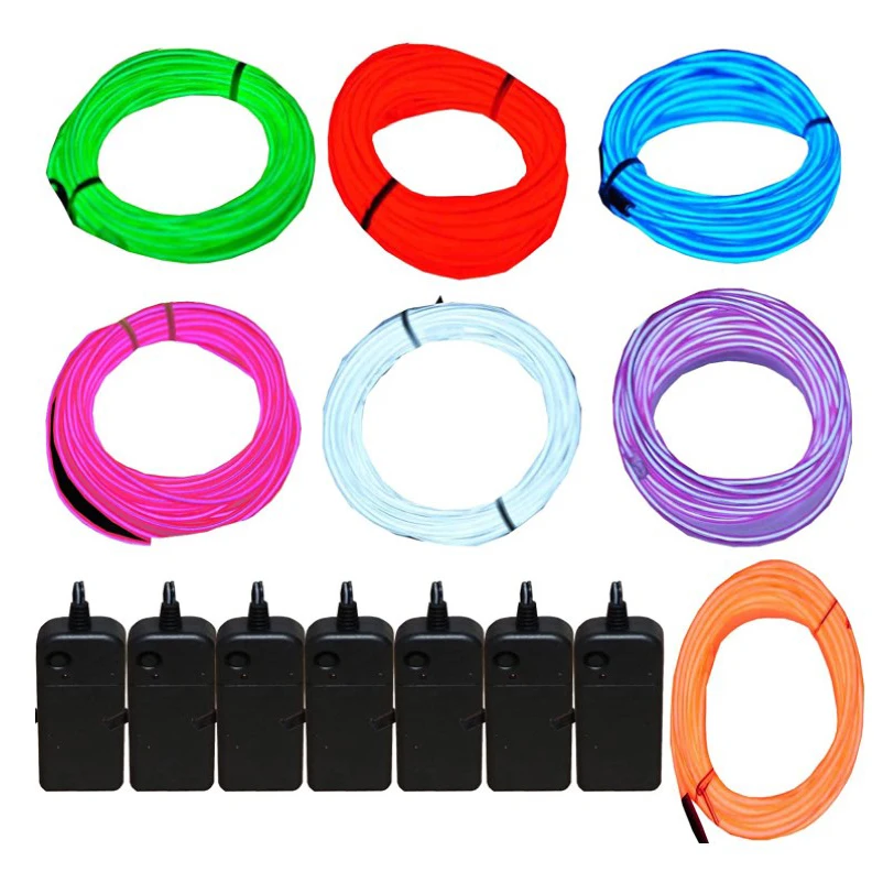 
Car Party Halloween EL Wire Neon Glowing Strobing Electroluminescent Light DIY Decoration Portable Neon EL Wire Light 