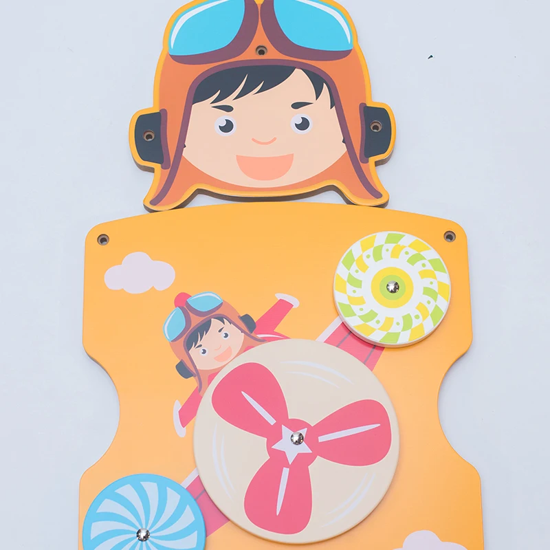 Wholesale Cartoon Career Pilot Wall Mounted Toys Wooden Educational Toys for Toddlers